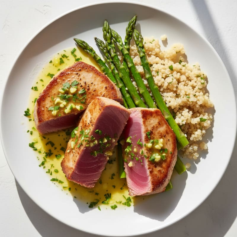 Pan-Seared Tuna with Lemon-Herb Sauce
