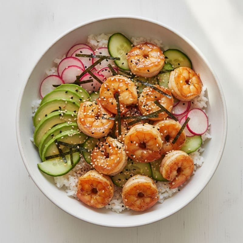 Sesame-Ginger Shrimp Sushi Bowl