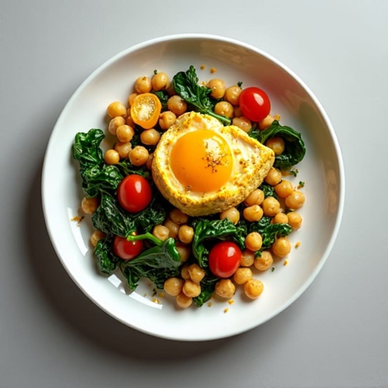 Silky Tofu and Spinach Scramble with Chickpeas