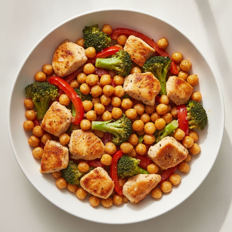 Roasted Chickpea and Chicken Vegetable Bowl