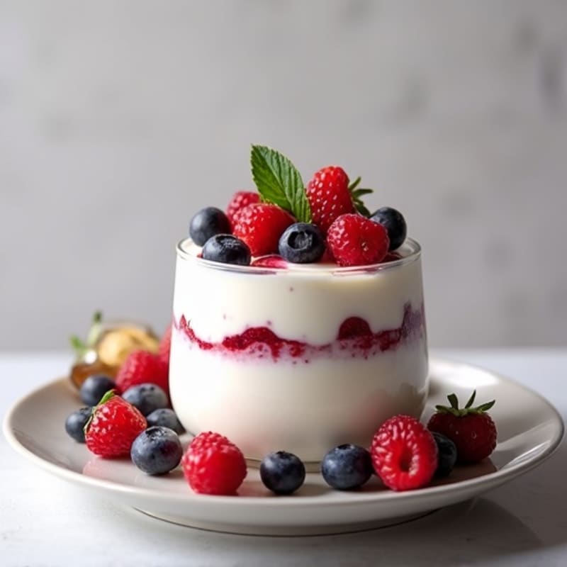 Greek Yogurt Protein Mousse with Mixed Berries