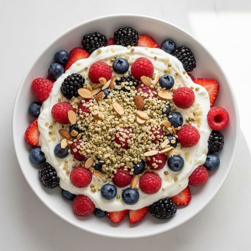 Silky Greek Yogurt Protein Parfait with Mixed Berries