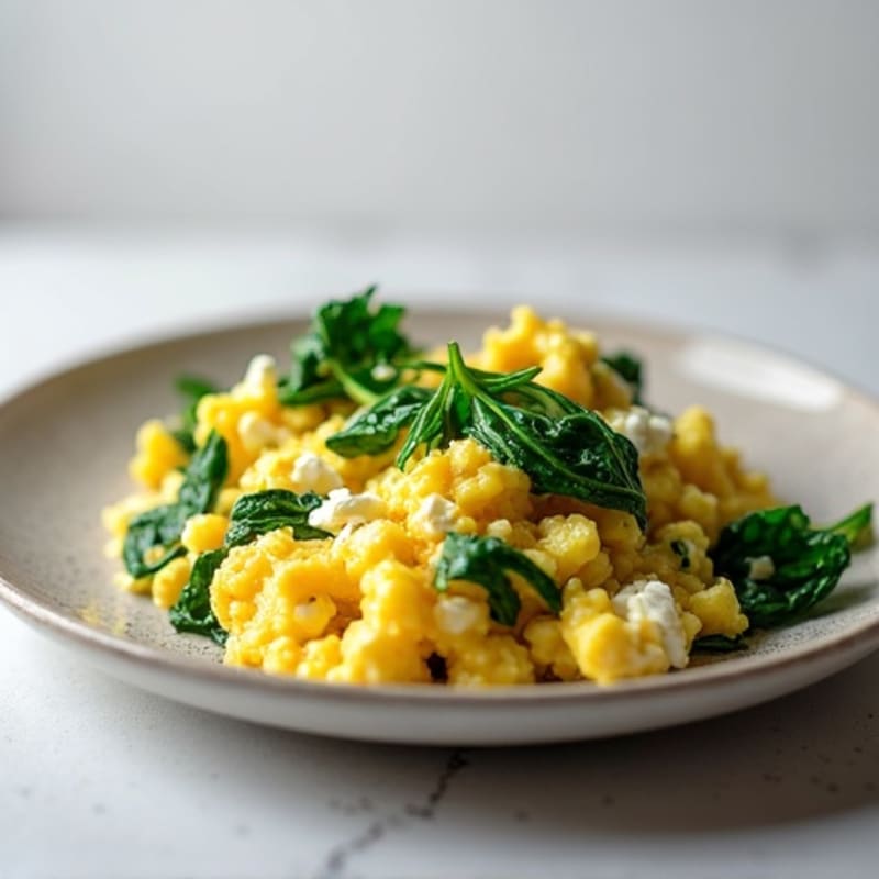 Egg White and Cottage Cheese Scramble with Sautéed Spinach