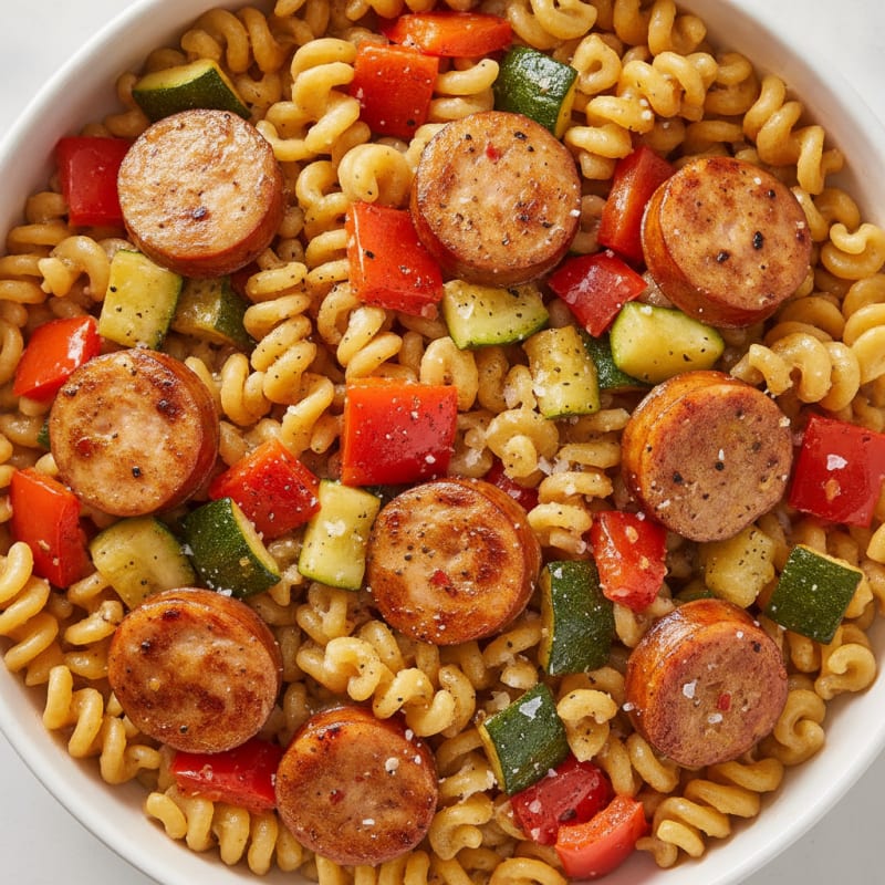 Chicken Sausage Pasta with Roasted Vegetables