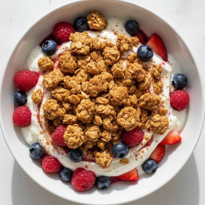 Creamy Greek Yogurt Parfait with Mixed Berries and Protein Granola