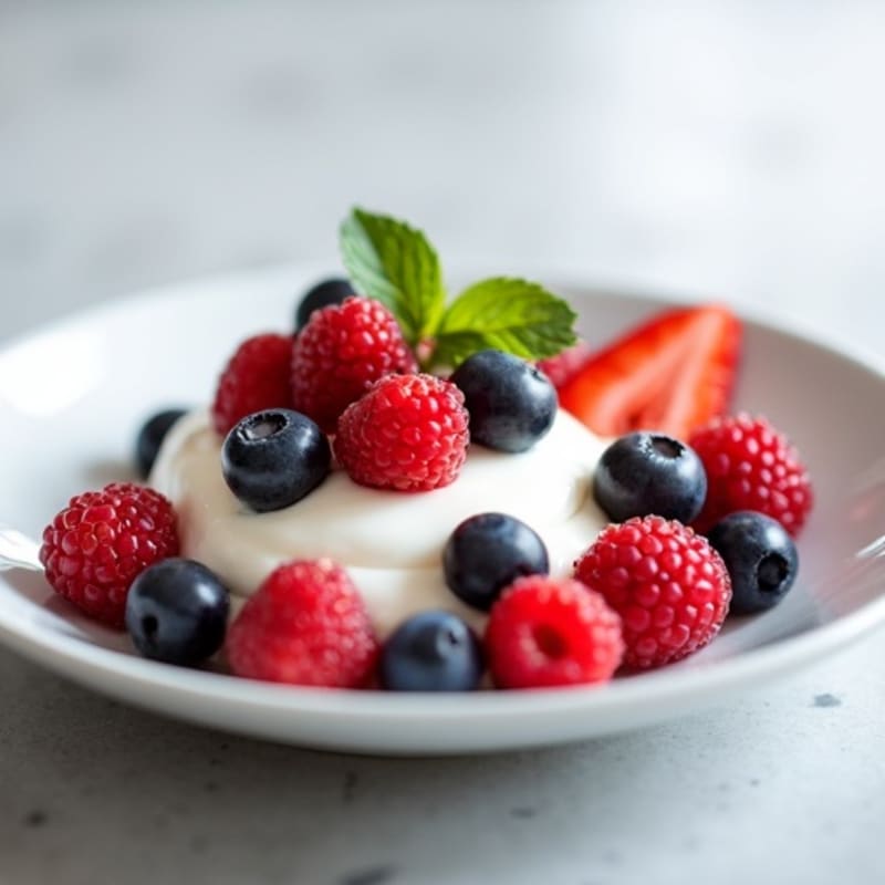 Silky Greek Yogurt with Mixed Berries and Protein Powder