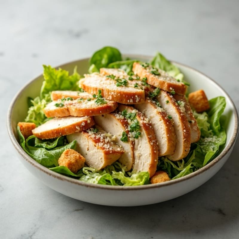 Grilled Chicken Caesar Salad with Crispy Romaine