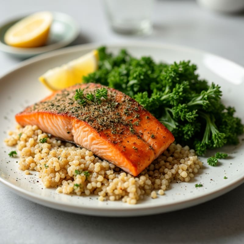 Herb-Crusted Pan Seared Salmon with Quinoa