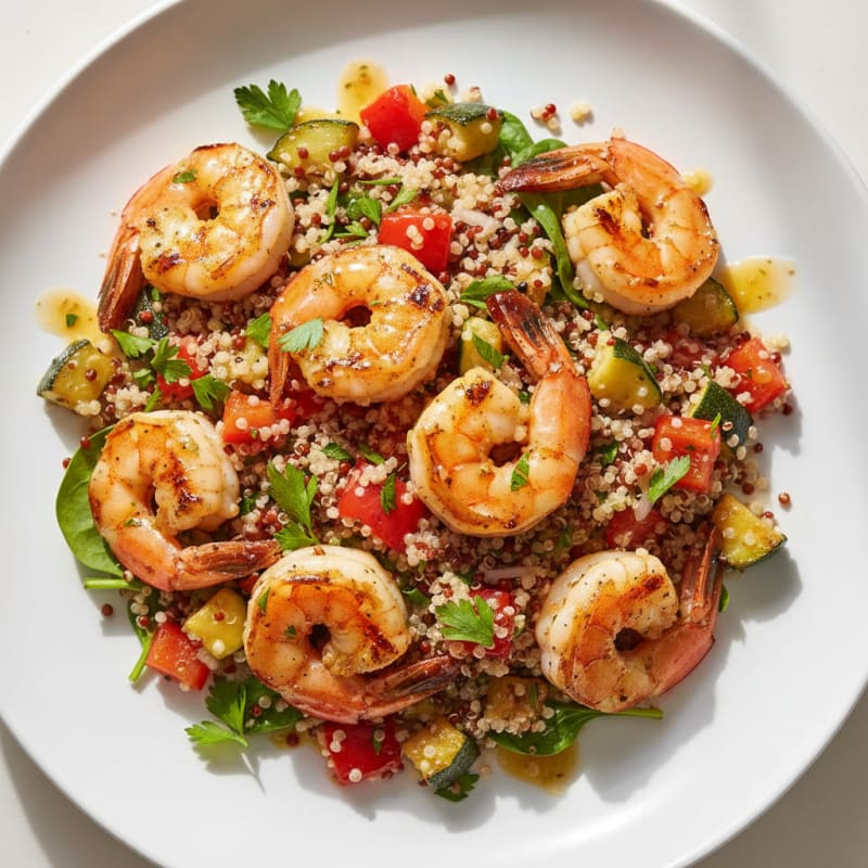 Grilled Shrimp and Quinoa Salad with Roasted Vegetables