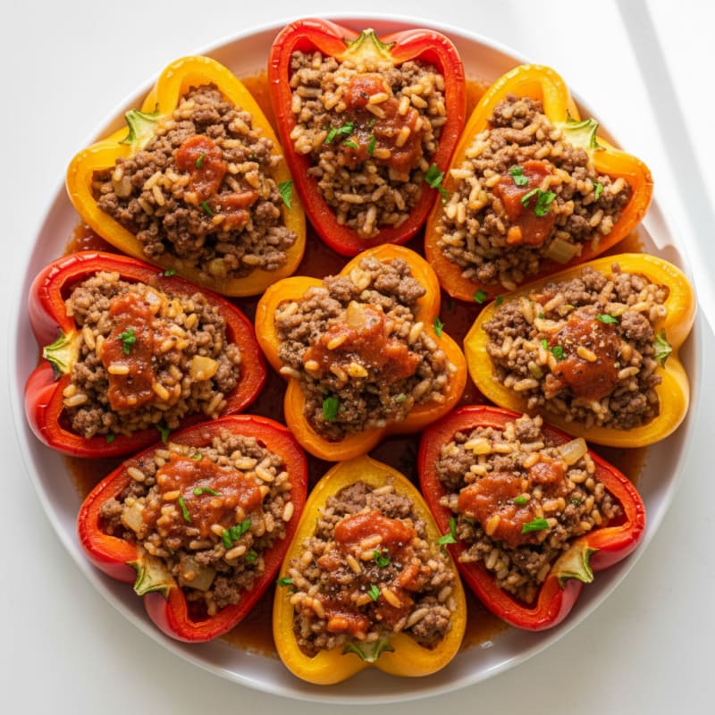 Beef and Rice Stuffed Bell Peppers