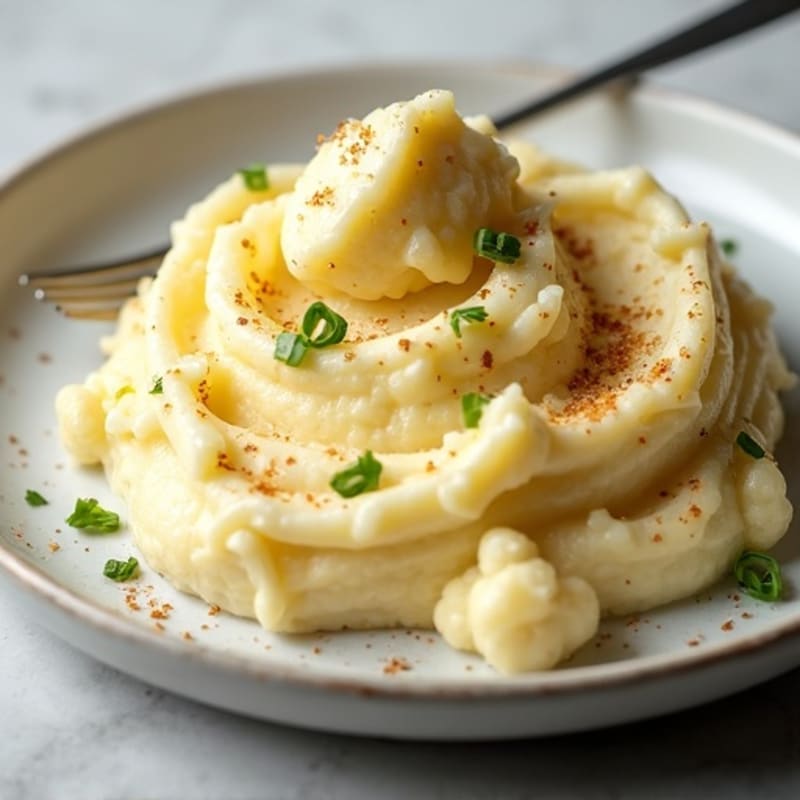 Creamy Cauliflower-Potato Mash with Roasted Garlic