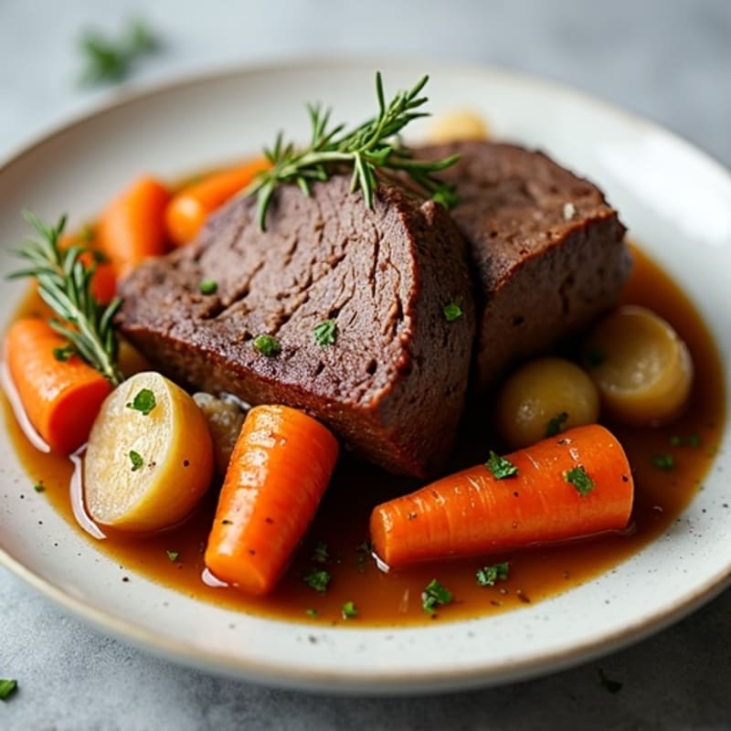 Herb-Garlic Braised Pot Roast with Root Vegetables