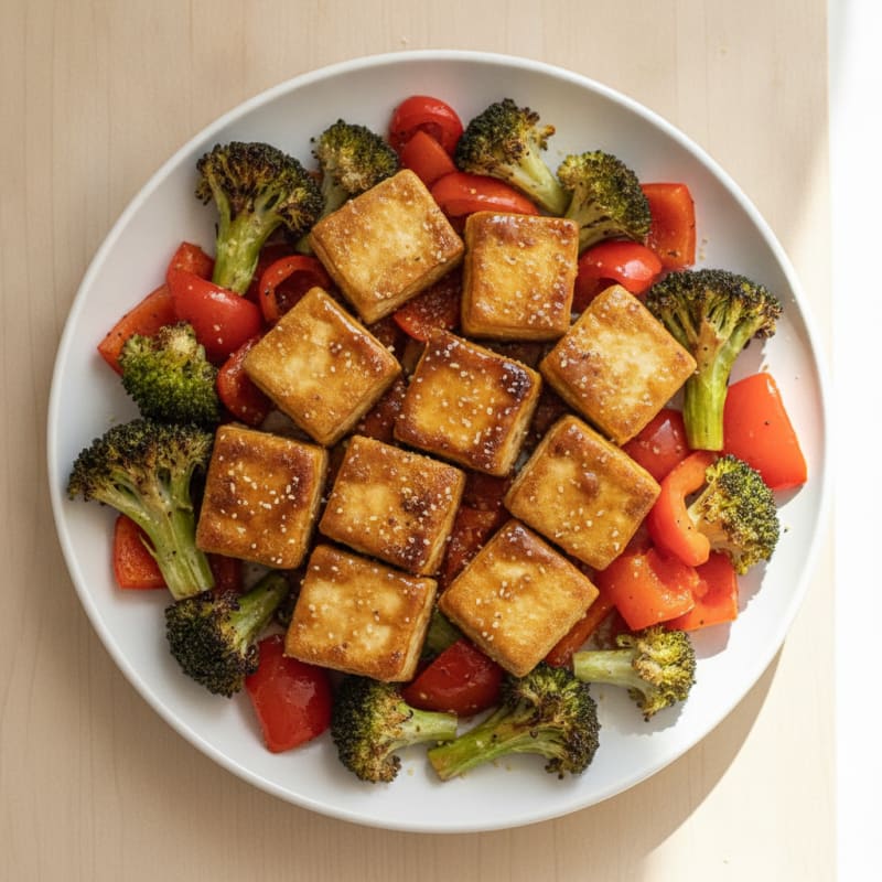 Pan-Seared Tofu with Roasted Vegetables