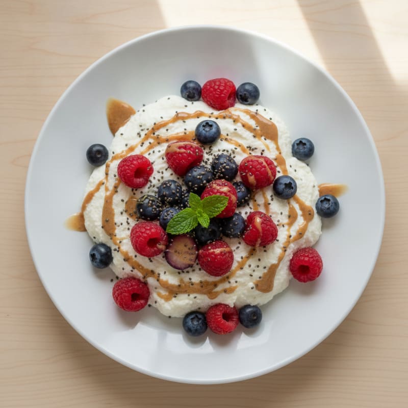Silky Greek Yogurt Protein Mousse with Mixed Berries