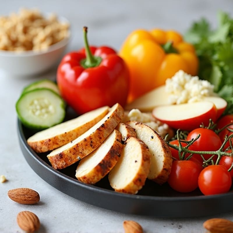 Protein-Packed Grazing Board with Fresh Fruit and Crunchy Vegetables