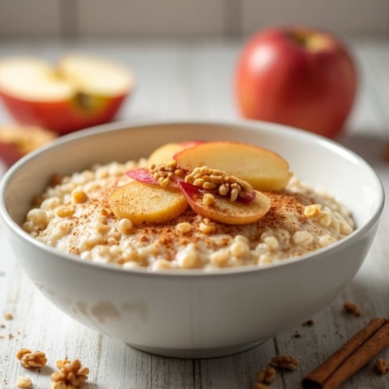 Creamy Cinnamon Spiced Oatmeal with Warm Apples and Toasted Nuts