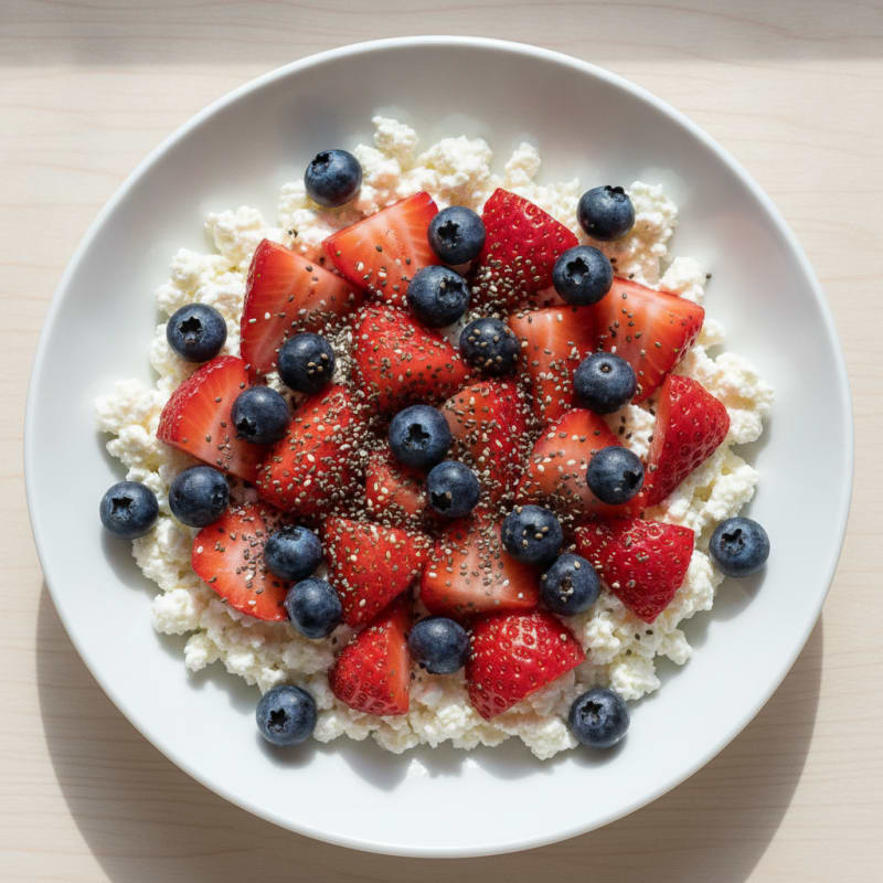 Cottage Cheese Berry Bowl with Chia Seeds