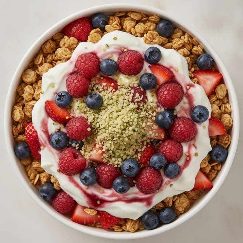 Creamy Greek Yogurt Parfait with Protein Granola and Mixed Berries