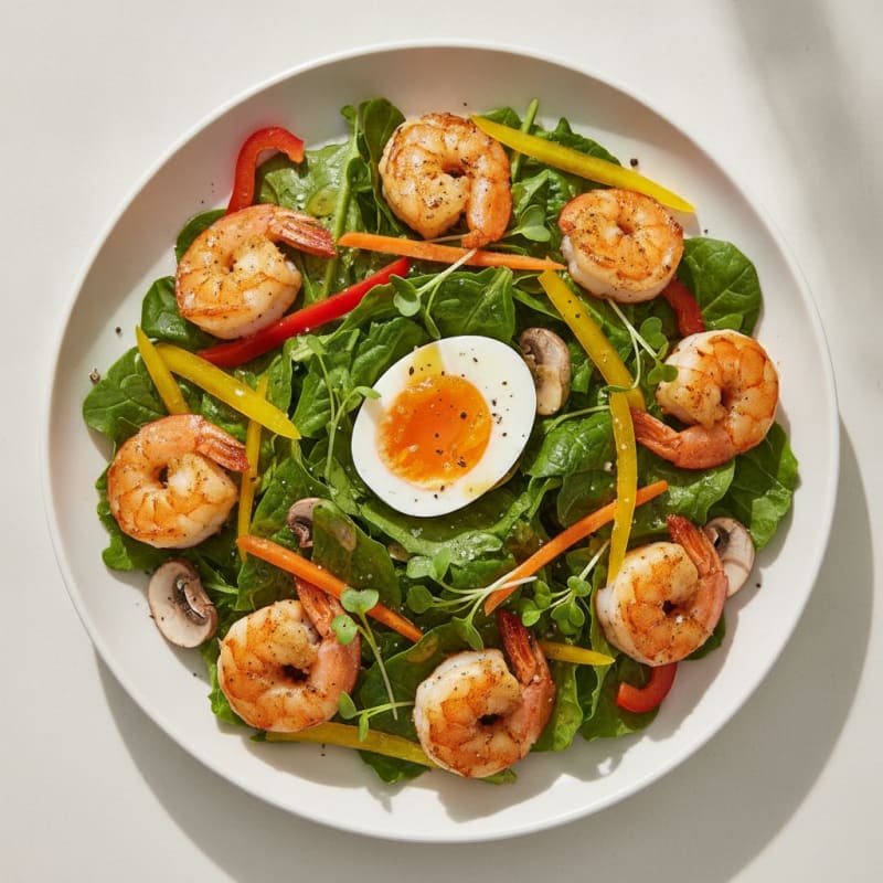 Pan-Seared Shrimp Super Greens Salad
