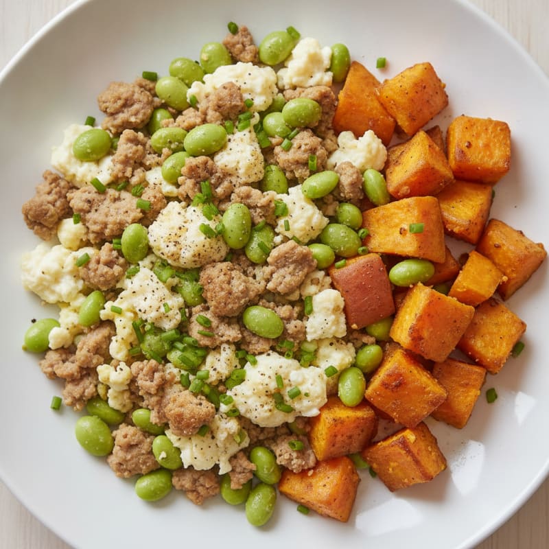 Bison & Egg White Scramble with Edamame