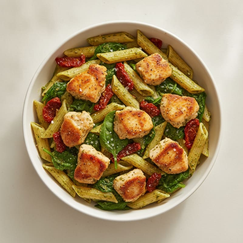 Pesto Chicken Pasta with Sun-Dried Tomatoes