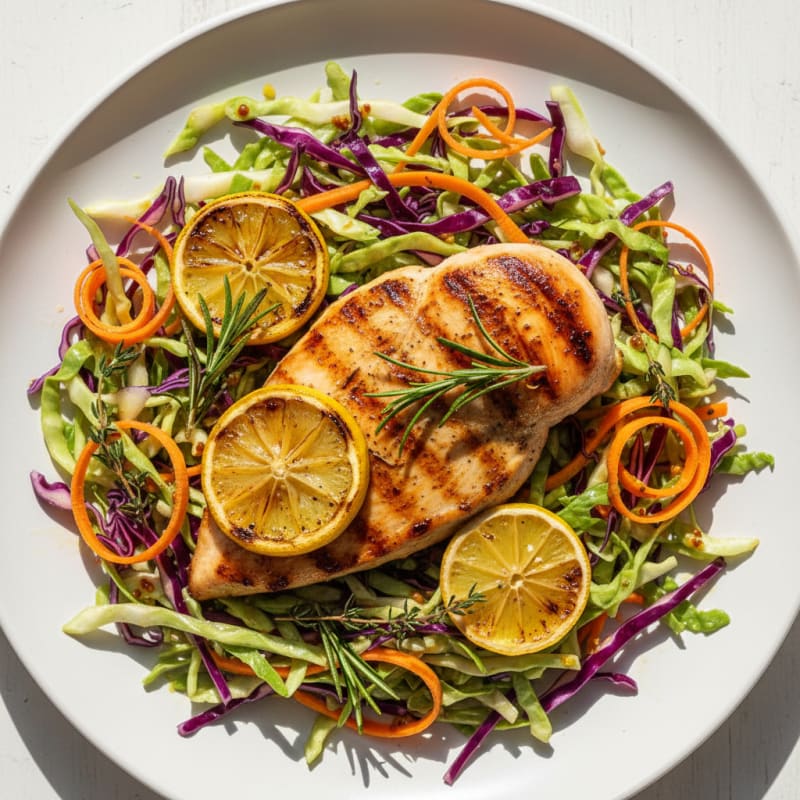 Grilled Chicken Breast with Crunchy Cabbage Slaw