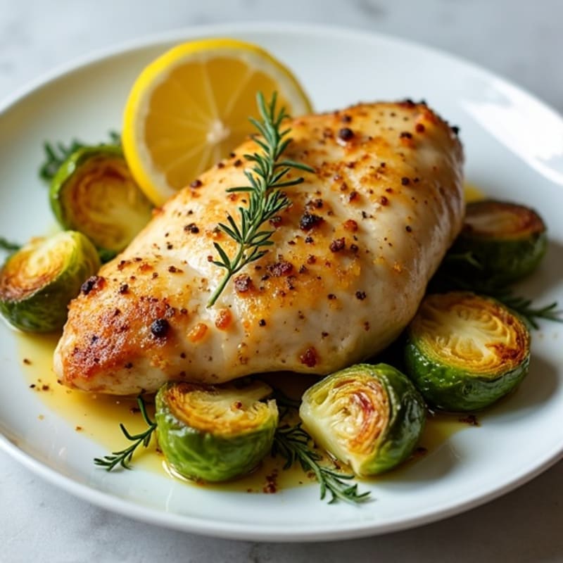 Lemon Herb Roasted Chicken with Crispy Brussels Sprouts