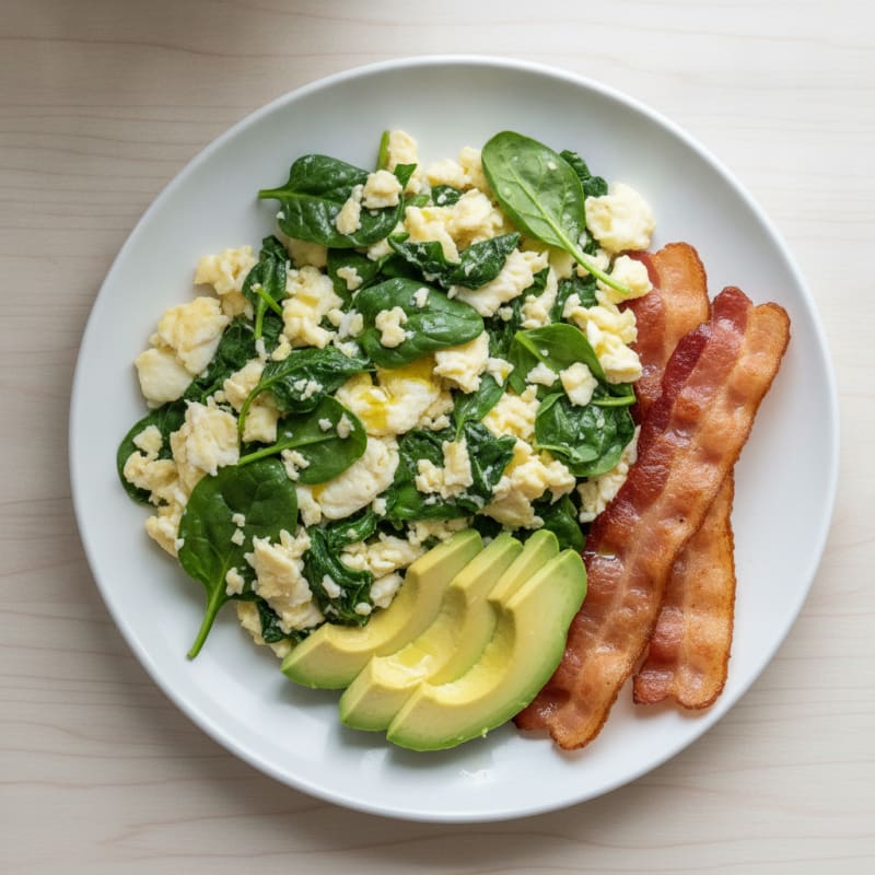 Scrambled Egg Whites with Spinach and Turkey Bacon
