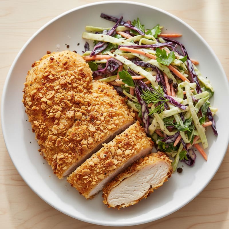 Crispy Buttermilk Fried Chicken with Creamy Slaw