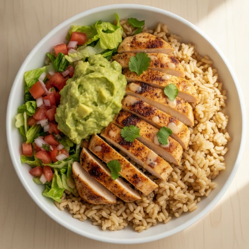 Chicken Burrito Bowl with Guacamole