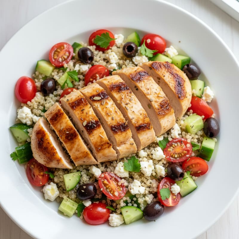 Mediterranean Quinoa Grain Bowl with Chicken