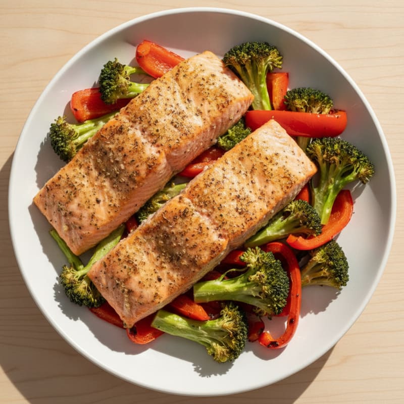 Baked Salmon with Roasted Vegetables