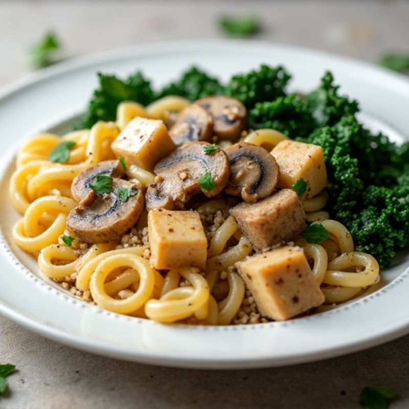 Creamy Truffle Mushroom Pasta with Sautéed Greens