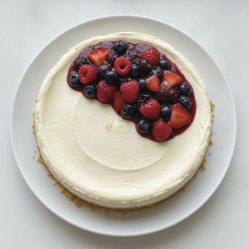Silky Greek Yogurt Protein Cheesecake with Berry Compote