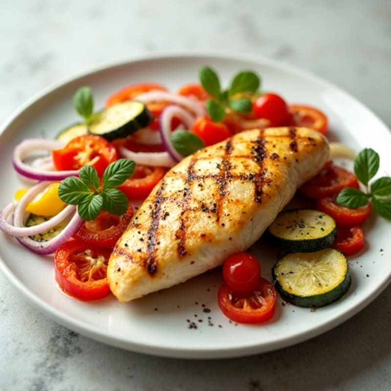 Grilled Lemon Chicken Breast with Roasted Vegetable Salad