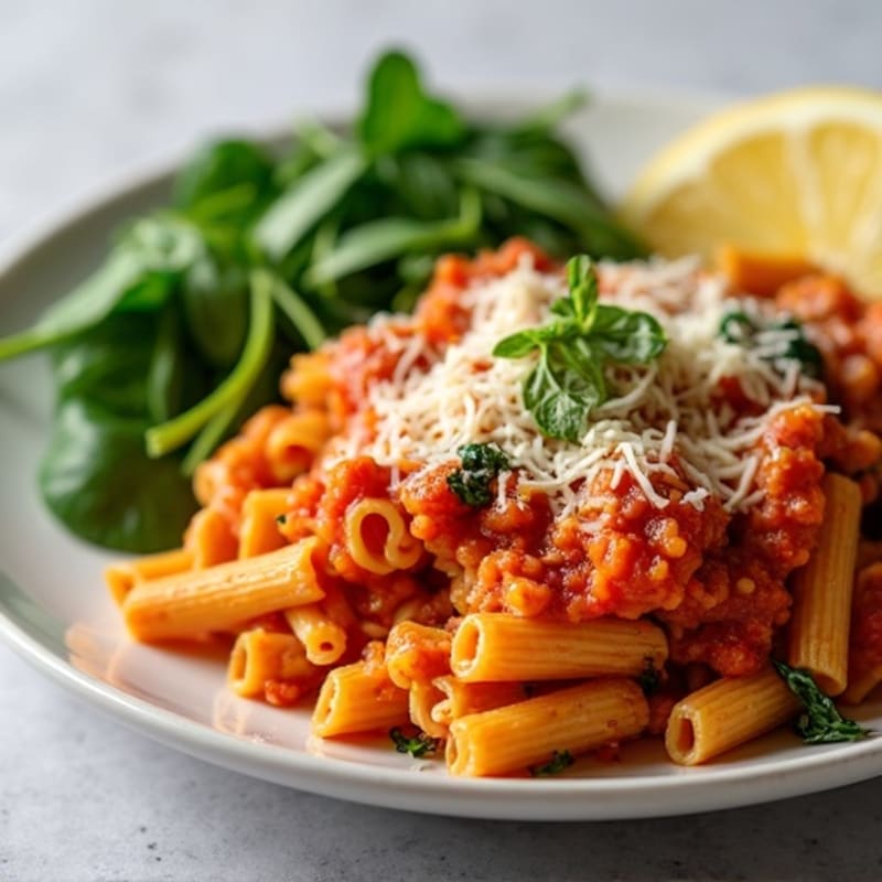 Healthy Lean Ground Turkey Baked Ziti with Spinach