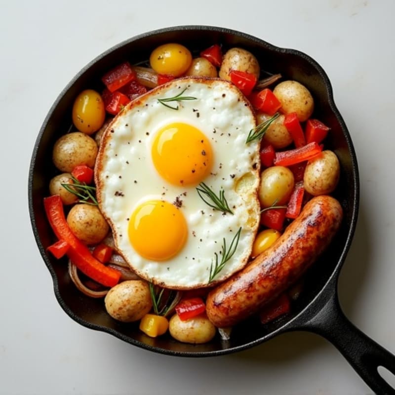 Hearty Roasted Egg and Potato Skillet with Lean Turkey Sausage