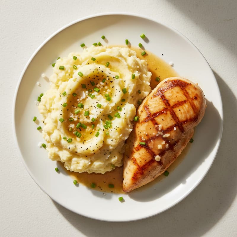 Buttery Garlic Parmesan Mashed Potatoes with Pan-Seared Chicken