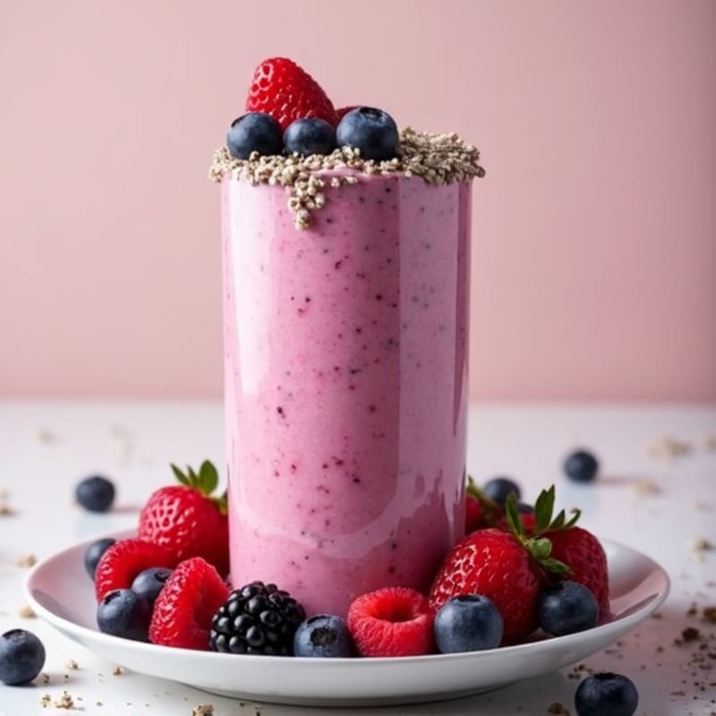 Dairy-Free Protein Shake with Chia Seeds and Mixed Berries