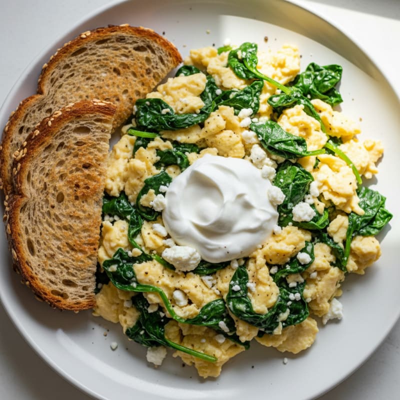 Creamy Spinach and Feta Scramble