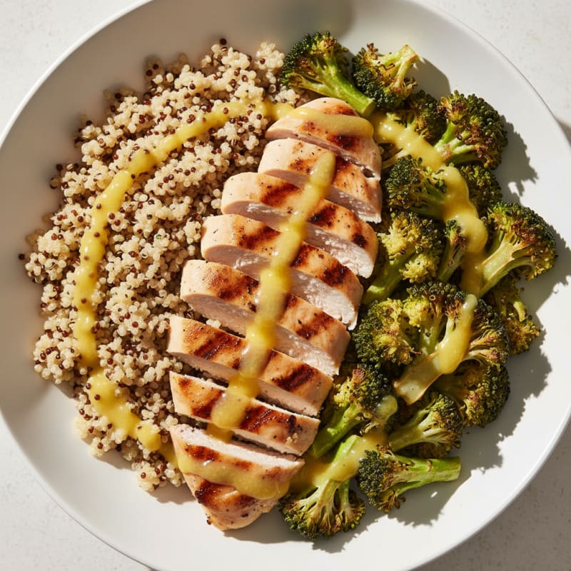 Grilled Chicken and Quinoa Power Bowl with Roasted Broccoli
