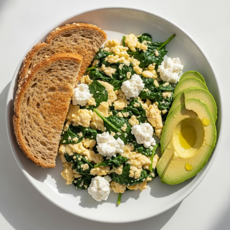 Egg White and Spinach Scramble with Cottage Cheese