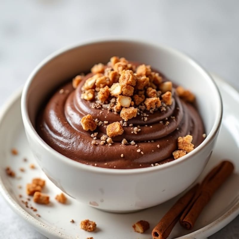 Creamy Chocolate Protein Pudding with Cinnamon Almond Crunch