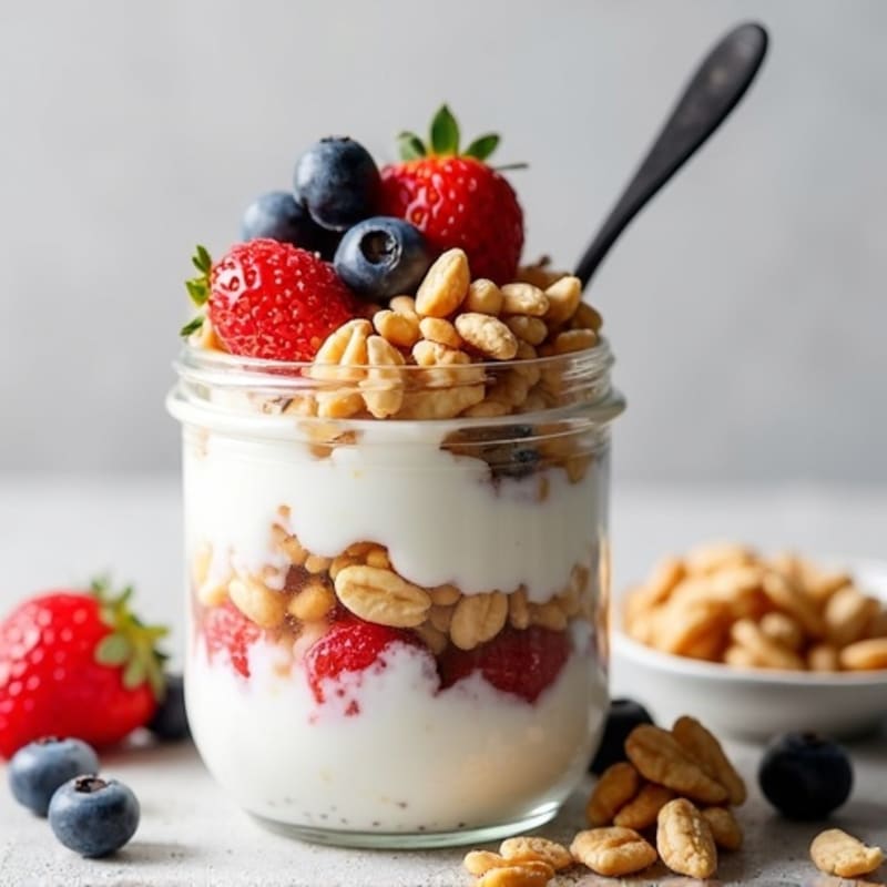 Creamy Protein Yogurt Parfait with Mixed Nuts