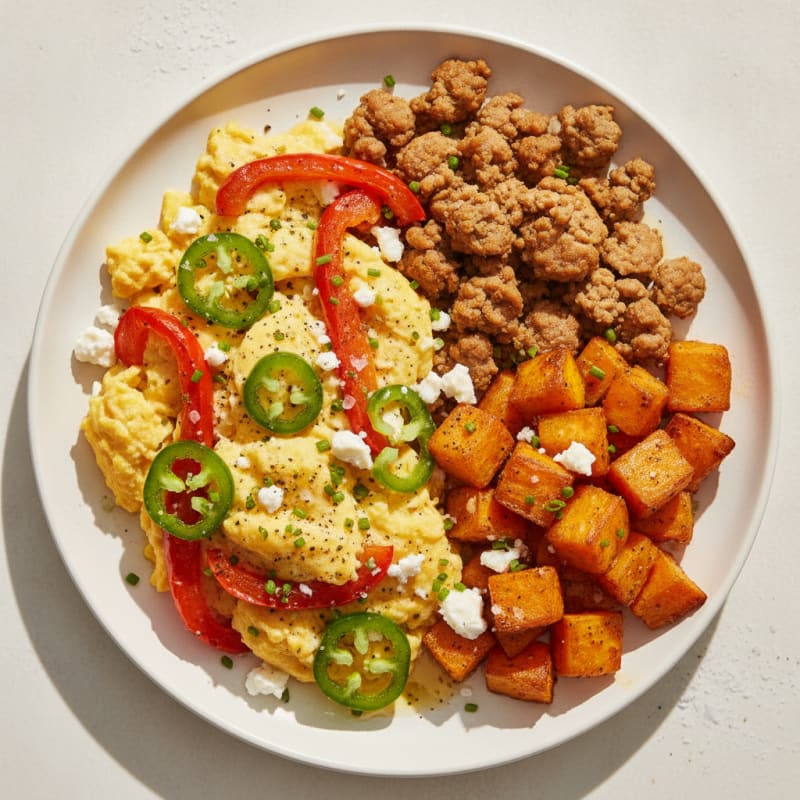 Spicy Scrambled Eggs with Roasted Peppers