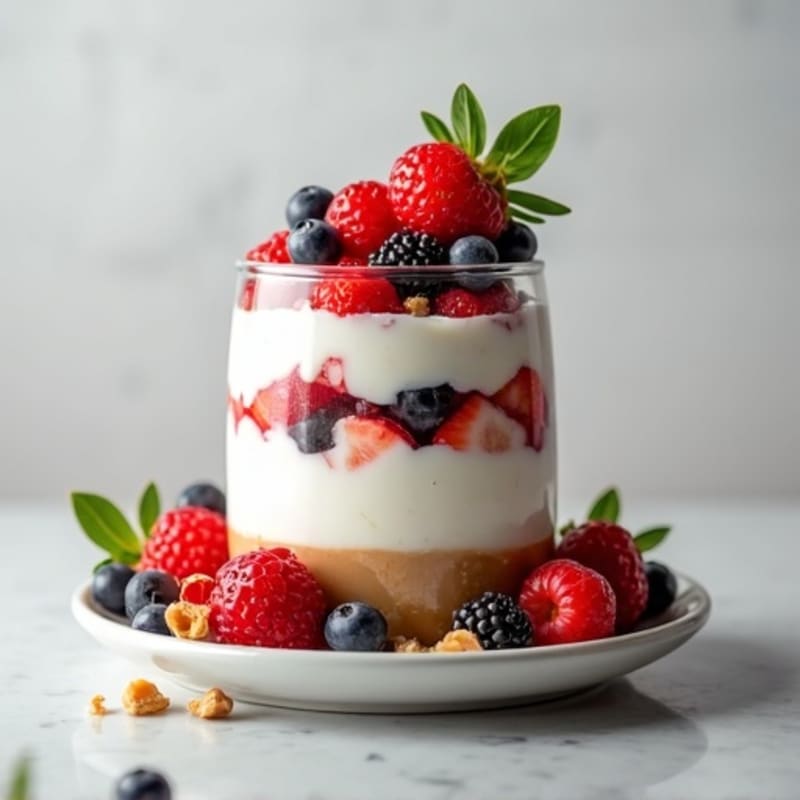 Greek Yogurt Protein Parfait with Berries and Almond Butter