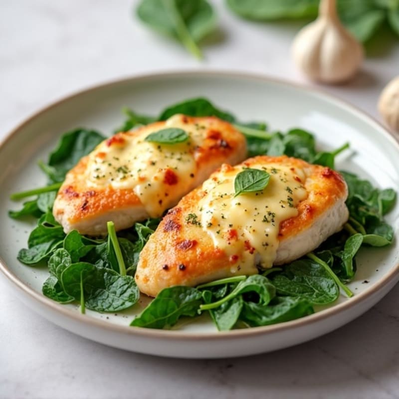 Creamy Garlic Parmesan Chicken and Spinach Bake