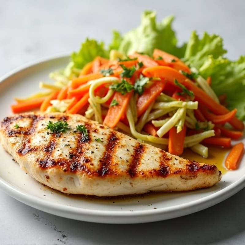 Grilled Chicken Breast with Crunchy Vegetable Slaw