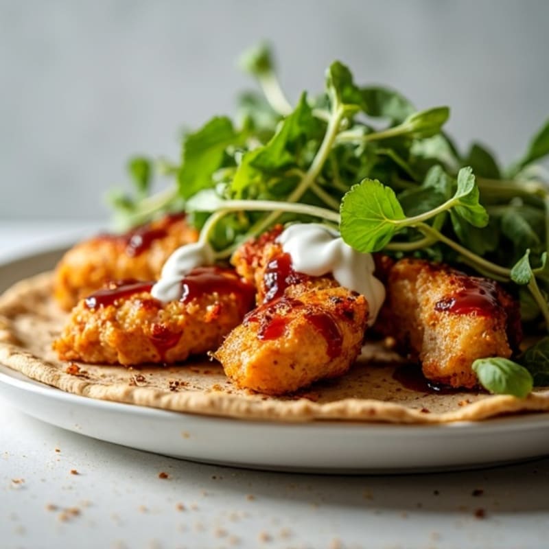 Crispy BBQ Ranch Chicken Flatbread with Fresh Greens