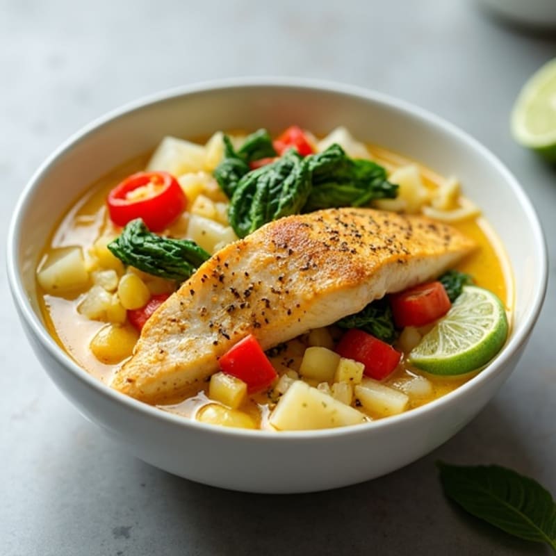 Coconut-Lime Fish and Chicken Curry Bowl